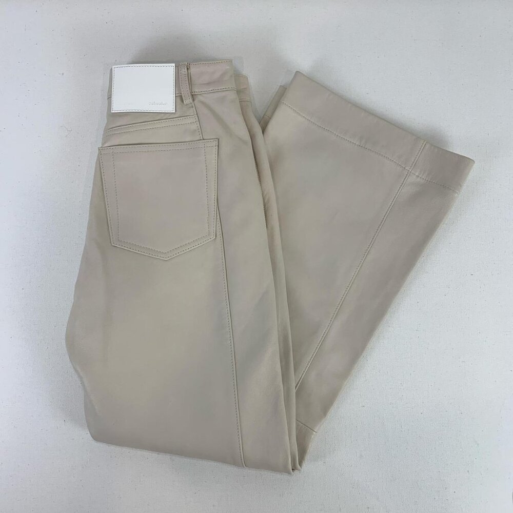 Proenza Schouler Luxe Off-White High Rise Leather Pants - Size 2/S